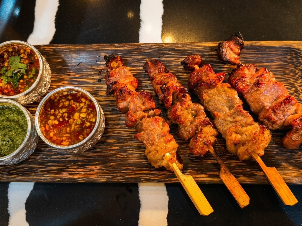 Skewers with three house sauces