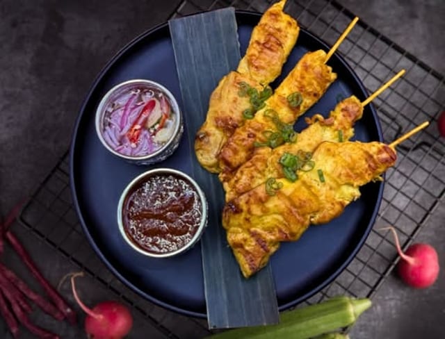 Chicken Satay-skewers.